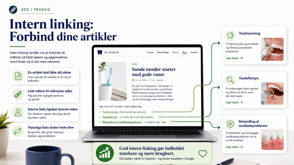 Intern linking forbinder artikler og relevante sider på hjemmesiden