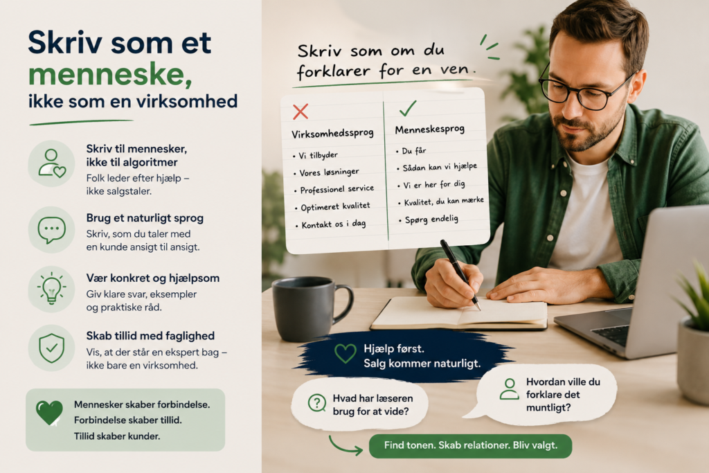 Skriv som et menneske, ikke som en virksomhed